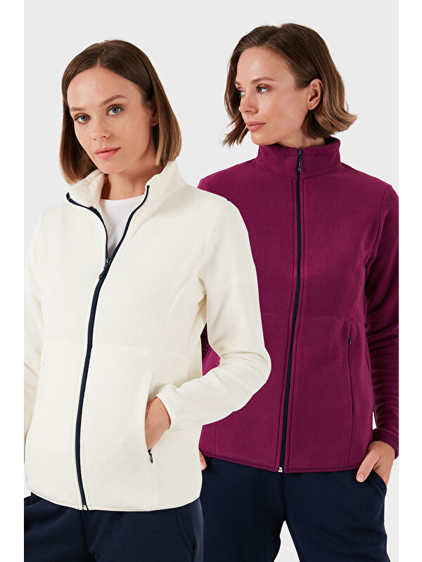 Lela Slim Fit Anti-Pilling Tüylenme Yapmayan Fermuarlı 2'li Paket Polar Hırka 5907012S2