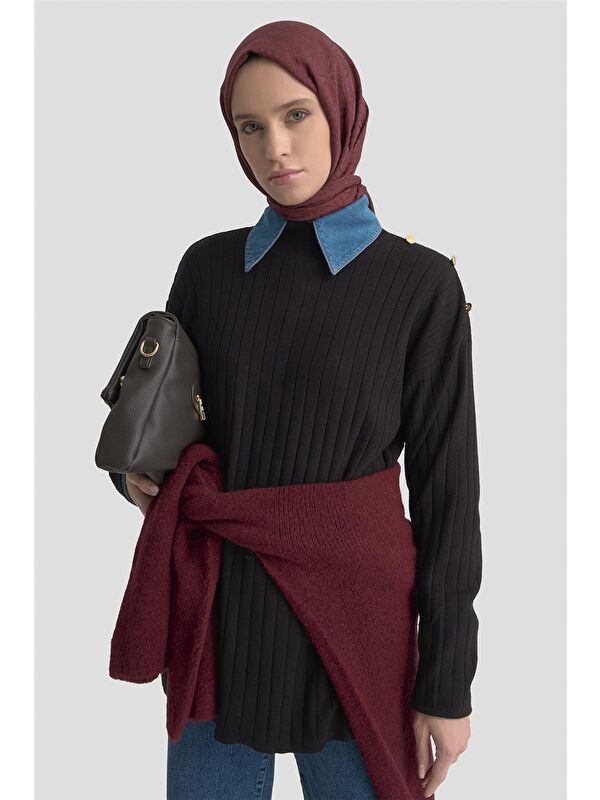 ARMİNE Yüksek Yaka Triko Kazak 25Kd6019 Siyah