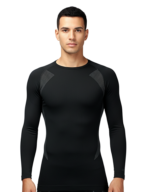 THERMOFORM Erkek Seamless Termal Sweatshirt SİYAH