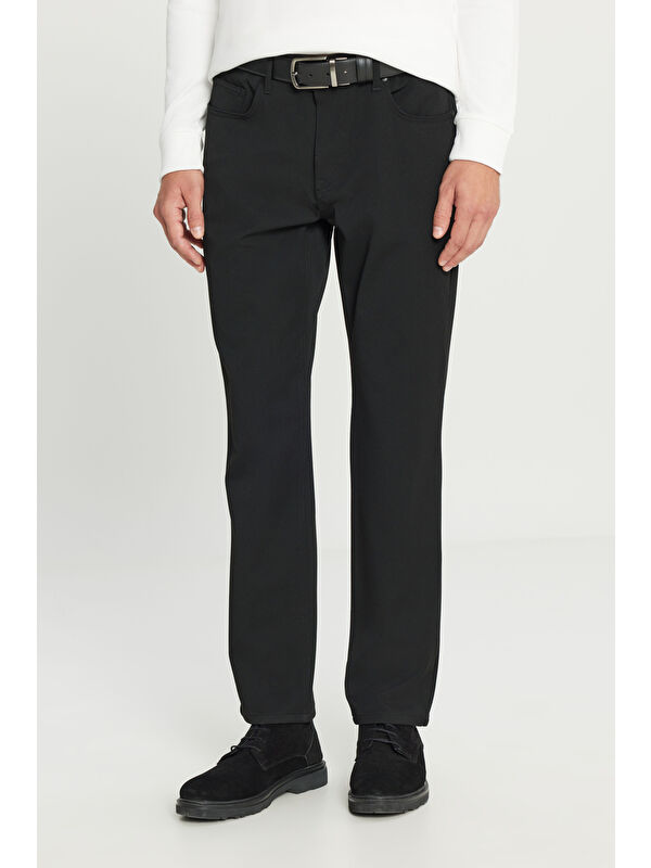Altınyıldız Classics Erkek Siyah Yumuşak Dokulu Slim Fit Dar Kesim 5 Cepli Esnek Casual Pantolon