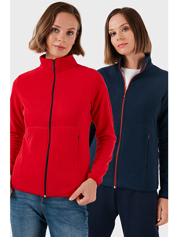 Lela Slim Fit Anti-Pilling Tüylenme Yapmayan Fermuarlı 2'li Paket Polar Hırka 5907012S2