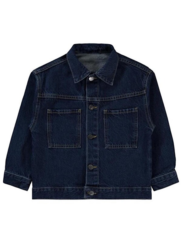 A.S.L GOLF CLUB Erkek  Çocuk Oversize Koyu Mavi Jean Ceket – 2 Cepli | 4-14 Yaş