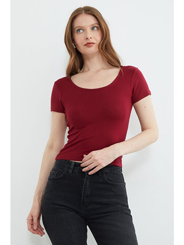 Fullamoda Basic U Yaka Crop Tişört