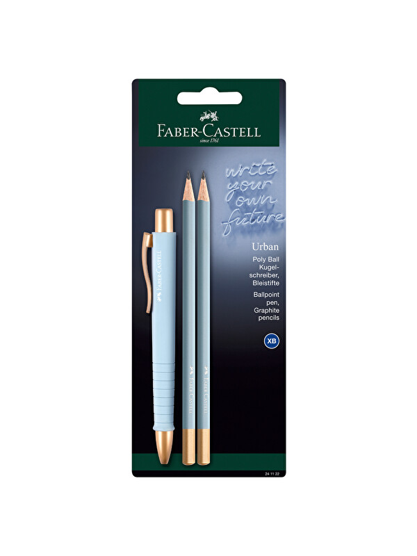 Faber-Castell Polly Ball Urban 3'lü Kalem Seti, Sky Blue, Ergonomik Gövde