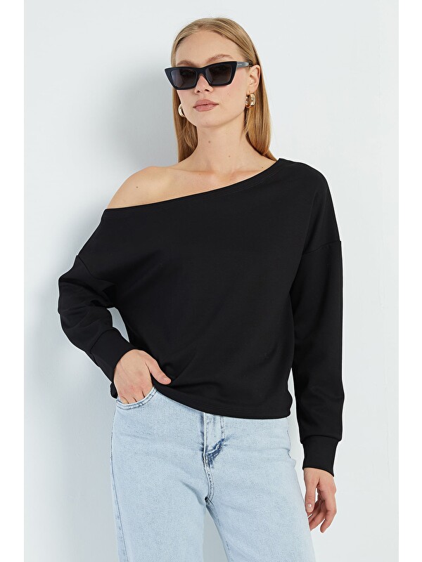 Fullamoda Basic Kayık Yaka Modal Sweatshirt