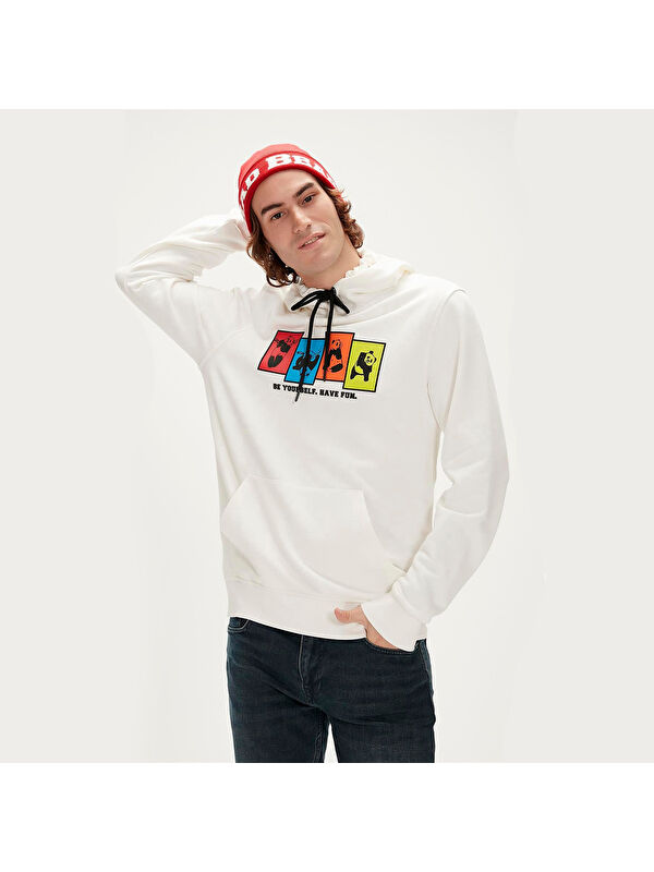 Bad Bear Fun Erkek Beyaz Sweatshirt