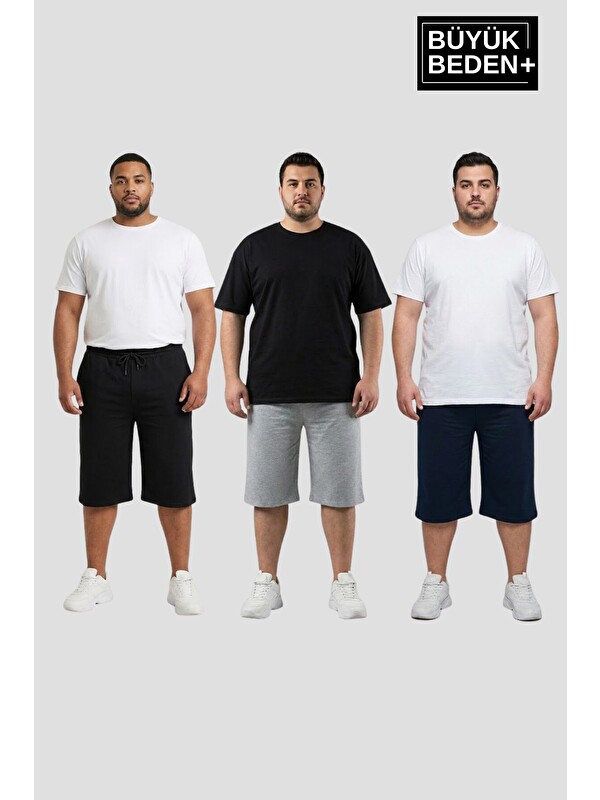 Süperlife Erkek Büyük Beden Rahat Kalıp Şort Seti 3X-6XL SPR26BSR591+3