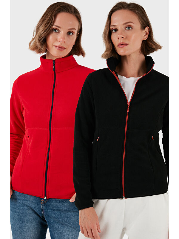 Lela Slim Fit Anti-Pilling Tüylenme Yapmayan Fermuarlı 2'li Paket Polar Hırka 5907012S2