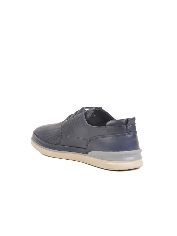 Lacivert Hakiki Deri Erkek Casual Ayakkabı Lion M - Görsel 5