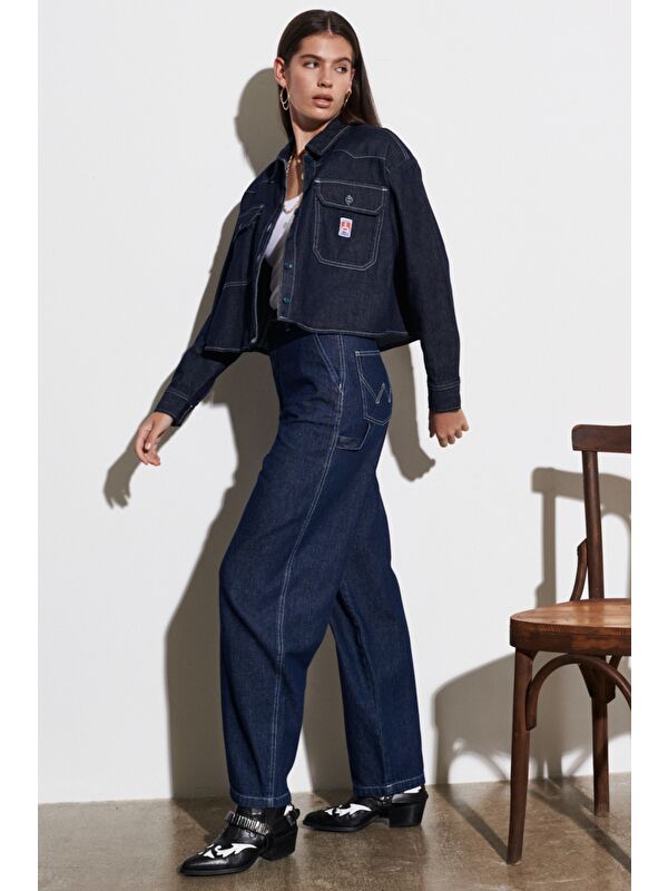 Wrangler Carpenter Fit %100 Pamuk Çok Yüksek Bel Geniş Paça Jean Jean Pantolon