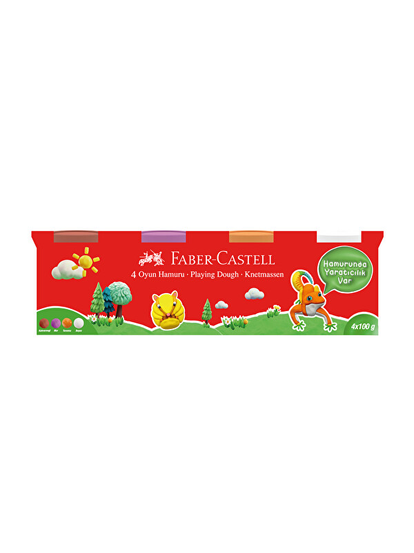 Faber-Castell Oyun Hamuru 4 Renk,4x100,Klasik Renkler,Yumuşak Hamur,Eğlenceli Hamur Seti