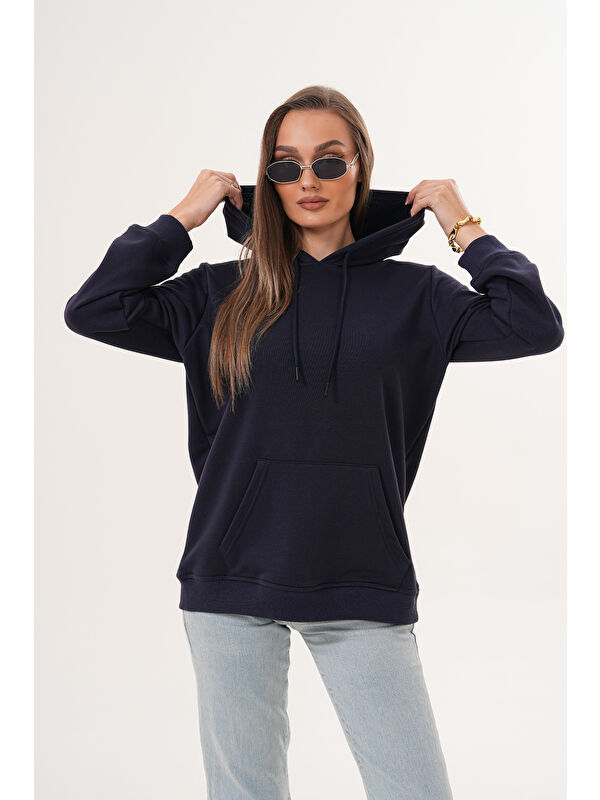 MİSS DÜNYA LİSSA Unisex %100 Pamuk Basic Premium Kapüşonlu Sweatshirt