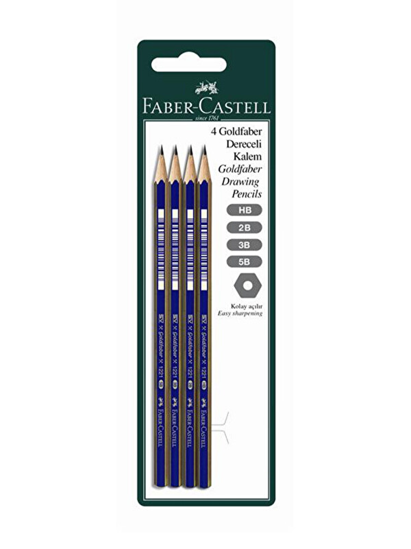 Faber-Castell Goldfaber Dereceli Kurşun Kalem Seti (HB, 2B, 3B, 5B),Profesyonel Çizim ve Yazım