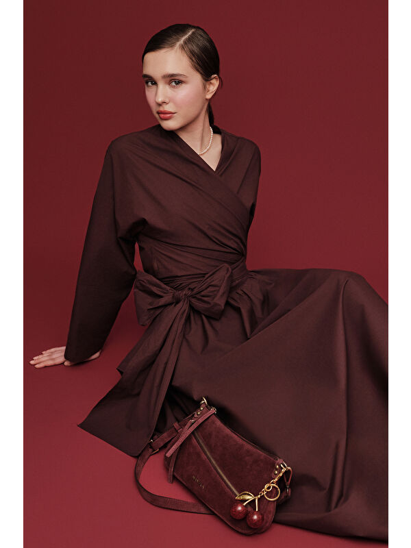 Manuka Kimono Tarz Premıum Gömlek Bordo