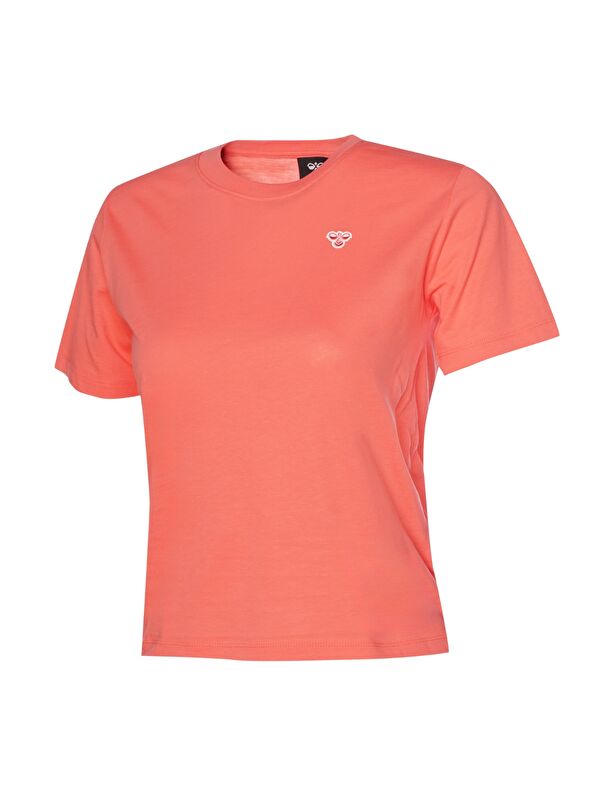 Hummel Pembe  Regular Kadın Turuncu Yuvarlak Yaka Tişört