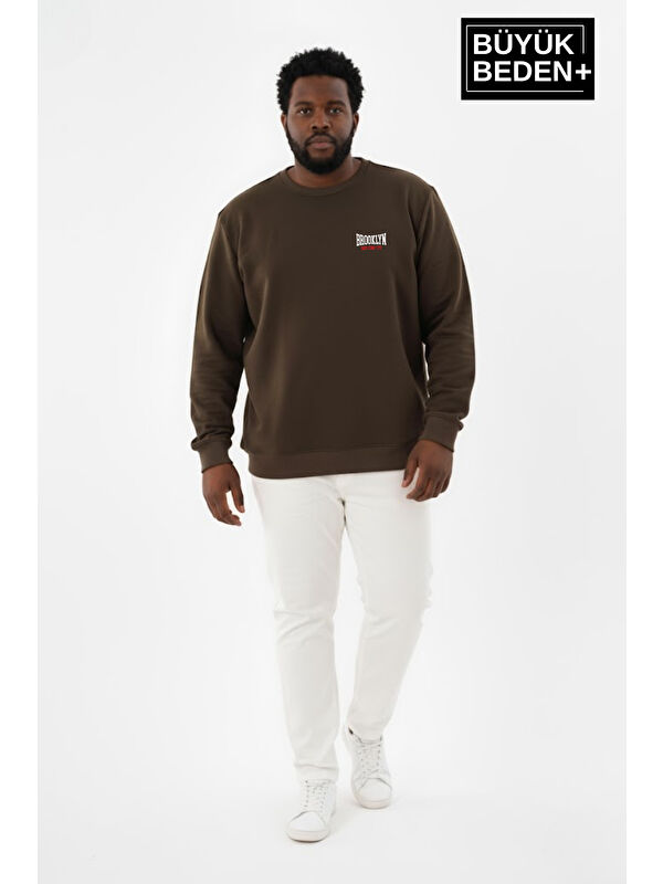 Süperlife Erkek Büyük Beden BROOKLYN 1970 Baskılı Bisilet Yaka İnce Sweatshirt SPR26BSW956-3