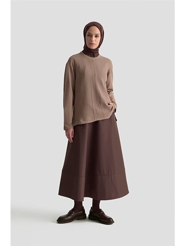 ARMİNE Desenli Kazak 25Kd7008 Vizon