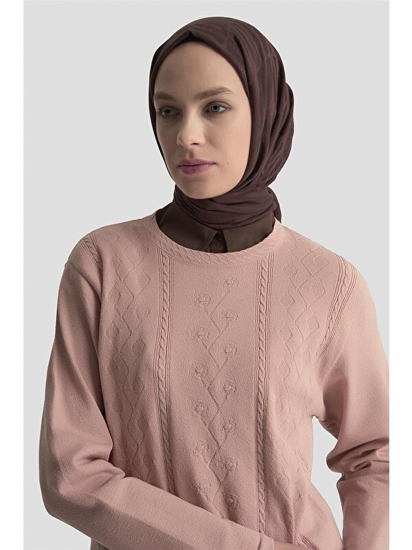 ARMİNE Desenli Kazak 25Kd7009 Pudra