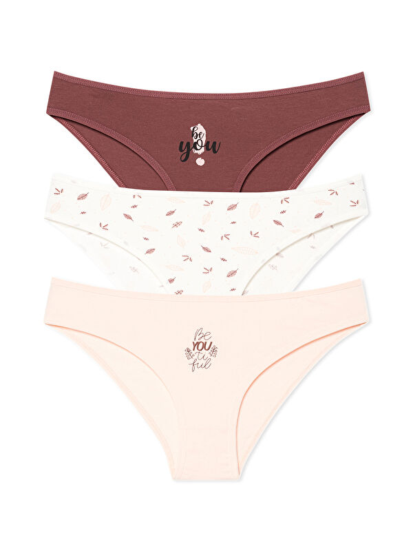 Hnx Pamuklu Desenli ve Baskılı Slip Kadın Külot 3'lü Paket