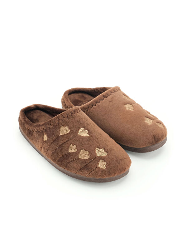 Kadın Kışlık PU Rahat Taban Nakışlı Tasarım Ev Bahçe Terlik - Görsel 4