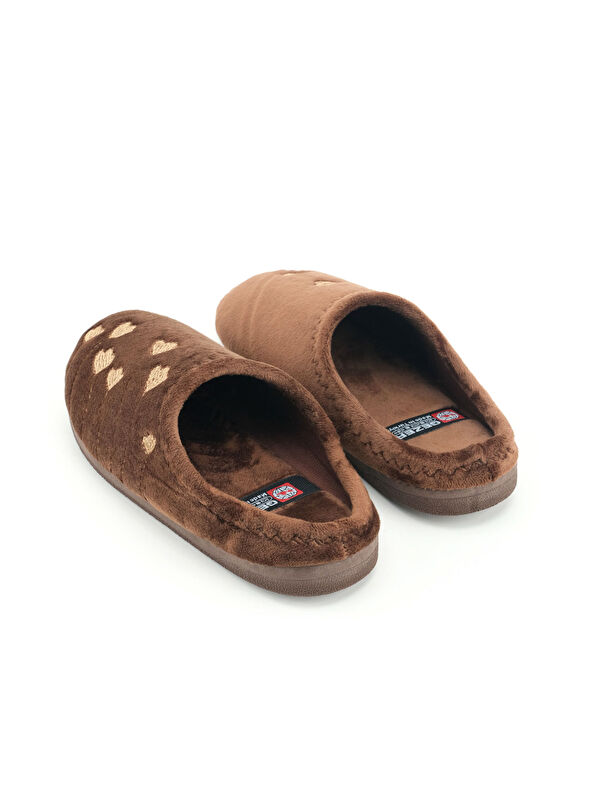 Kadın Kışlık PU Rahat Taban Nakışlı Tasarım Ev Bahçe Terlik - Görsel 5