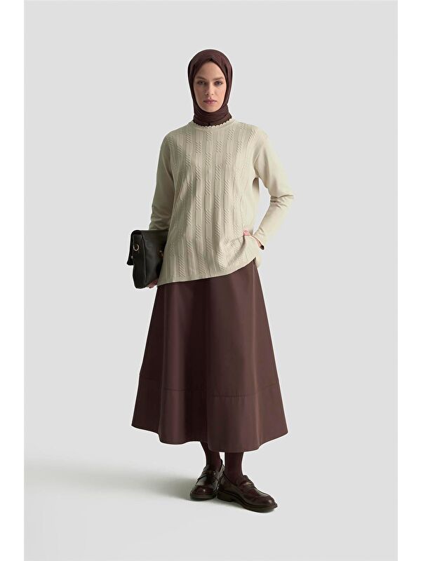 ARMİNE Örgü Desenli Kazak 25Kd7004 Bej