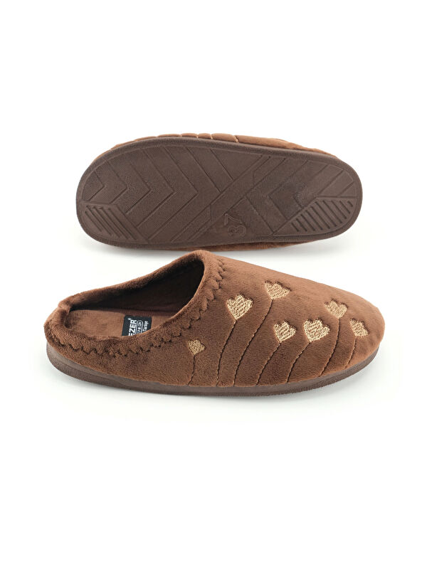 Kadın Kışlık PU Rahat Taban Nakışlı Tasarım Ev Bahçe Terlik - Görsel 6