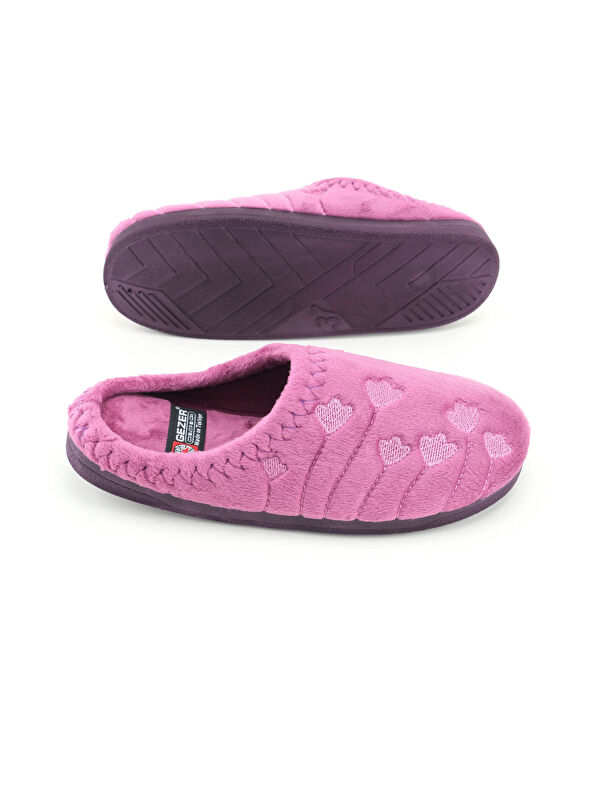 Gezer Siyah Gezer Kışlık Pu Kadın Rahat Taban Nakışlı Tasarım Ev Bahçe Terlik