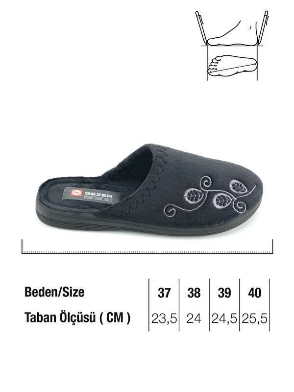 Kadın Kışlık PU Rahat Taban Nakışlı Tasarım Ev Bahçe Terlik - Görsel 3