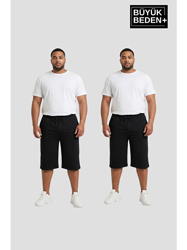 Süperlife Büyük Beden Erkek 2’li Kapri Şort Rahat Kalıp Seti 3XL-6XL SPR26BSR591+2