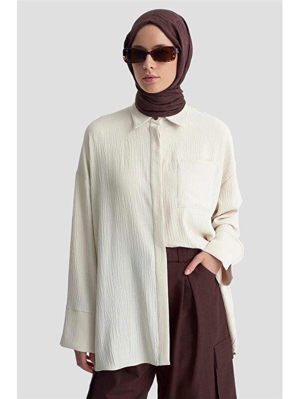 ARMİNE Cepli Basic Gömlek 25Kd4003 Kum