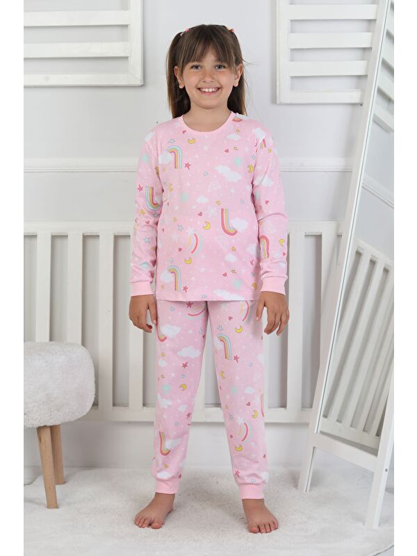 ZUZUNGA Cute Dreams Pattern Uzun Kollu Kız Çocuk Pijama Takımı
