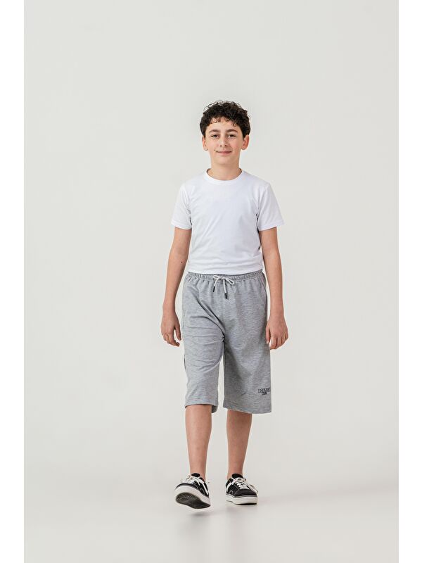 Mışıl Kids Boston Nyc Baskılı Yanları Şeritli Erkek Çocuk Şort