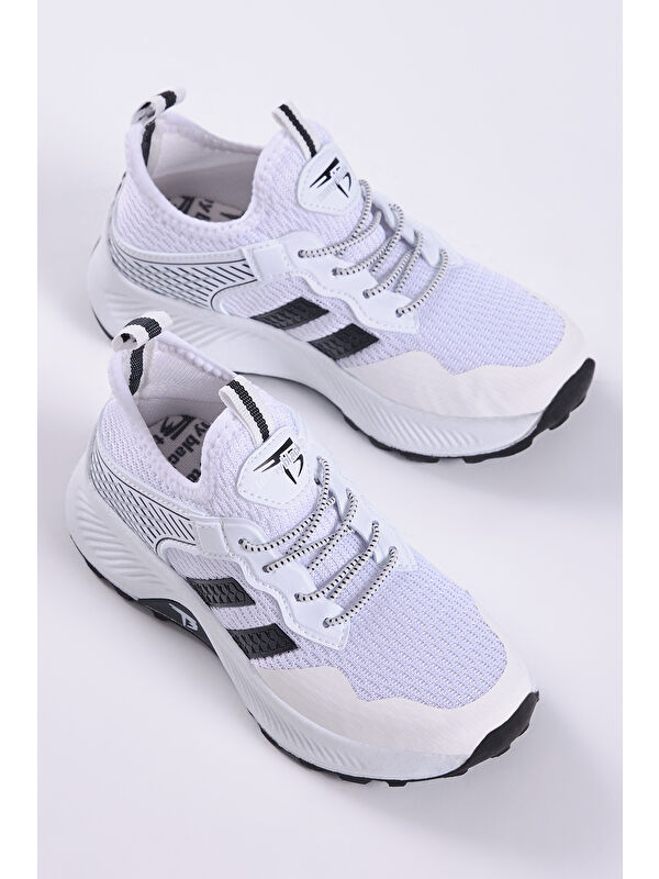 Tonny Black Beyaz Tonny Black Rahat Kalip Çocuk Unisex Nefes Alabilen Kumaş Bağcıklı Sneaker