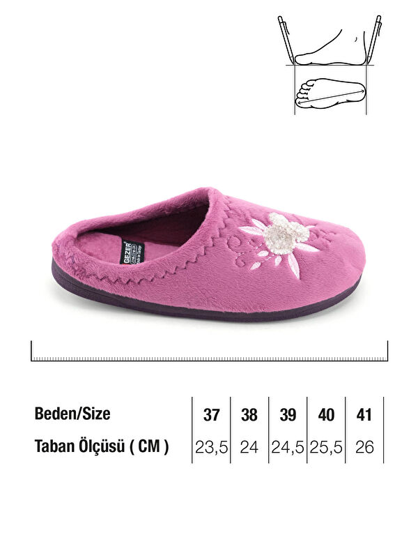 Kadın Kışlık PU Rahat Taban Nakışlı Tasarım Ev Bahçe Terlik - Görsel 3