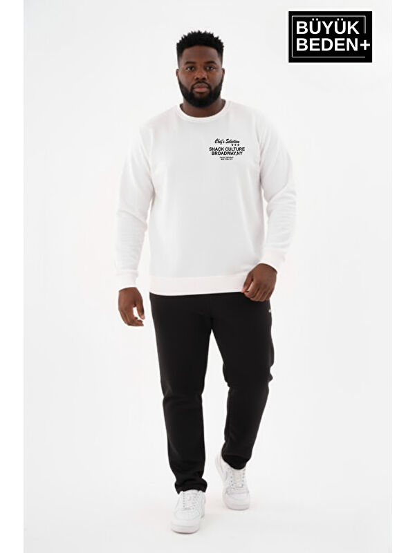 Süperlife Erkek Büyük Beden CHEF Baskılı Bisilet Yaka İnce Sweatshirt SPR26BSW956-4