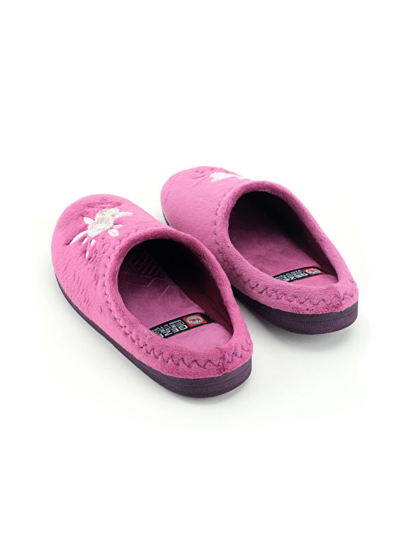 Kadın Kışlık PU Rahat Taban Nakışlı Tasarım Ev Bahçe Terlik - Görsel 5