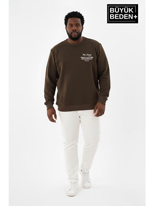 Süperlife Erkek Büyük Beden CHEF Baskılı Bisilet Yaka İnce Sweatshirt SPR26BSW956-4