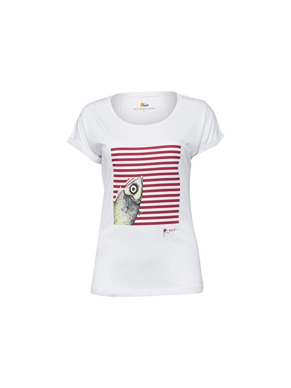 Biggdesign Pistachio Çizgili Kadın T-Shirt