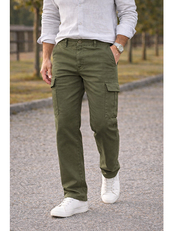 Comstar Erkek Premium Comfort Haki Kargo Baggy Pantolon