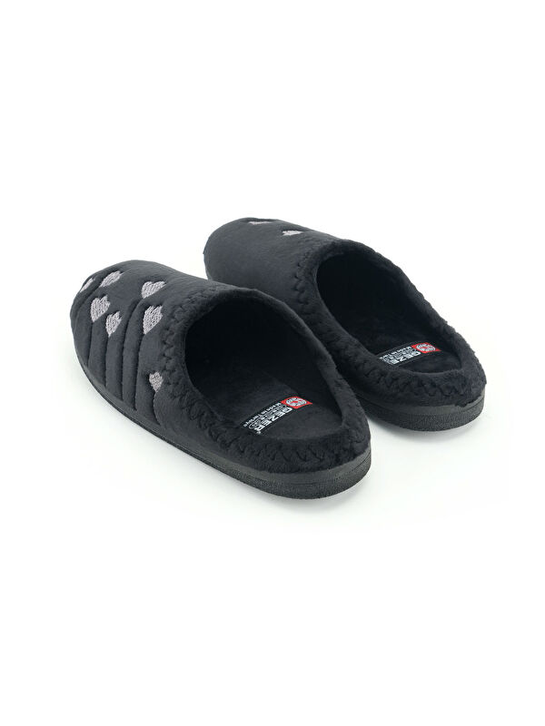 Kadın Kışlık PU Rahat Taban Nakışlı Tasarım Ev Bahçe Terlik - Görsel 5