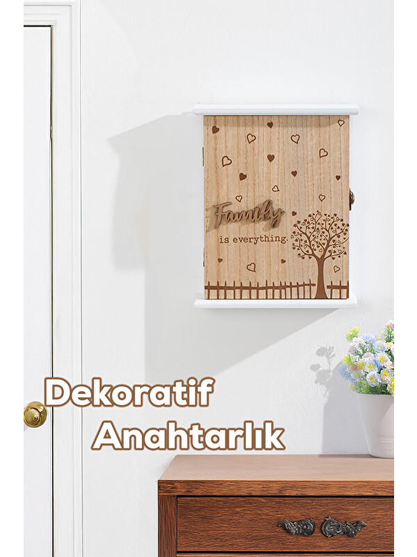Porsima 2072 Duvara Montajlı Dekoratif Anahtarlık Dolabı - Duvar Askılı Anahtar Saklama Kabini