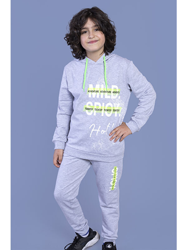 Toontoykids Erkek Çocuk Kapüşonlu Baskılı Eşofman Takımı