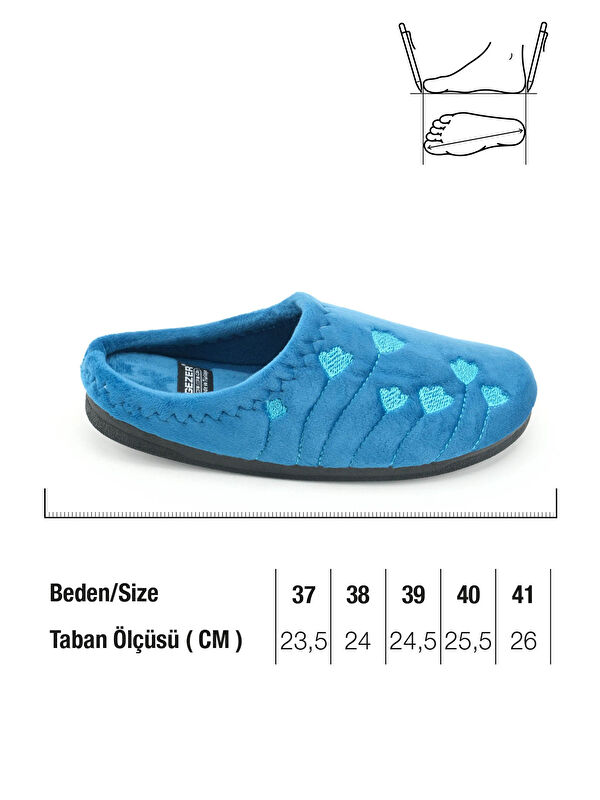 Kadın Kışlık PU Rahat Taban Nakışlı Tasarım Ev Bahçe Terlik - Görsel 3