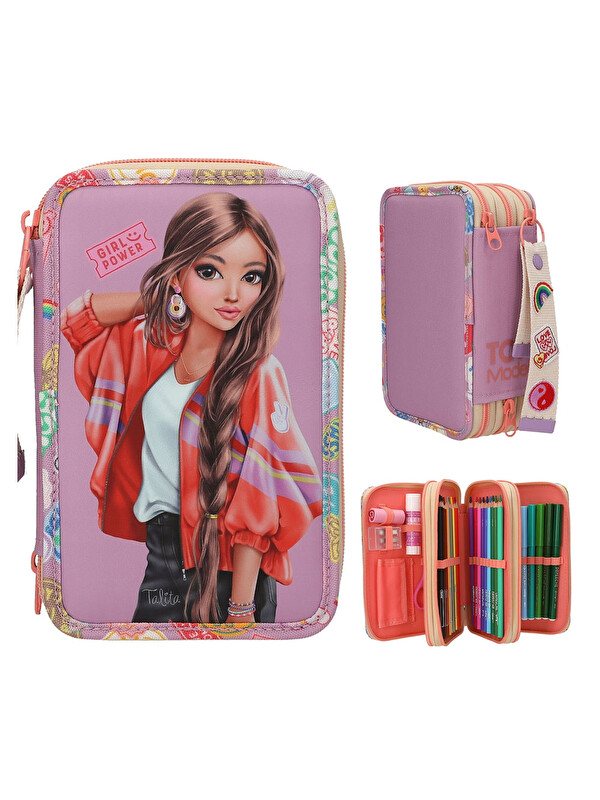 Top Model TOPModel 3 Katlı İçi Dolu Kalem Çantası Girl Power 413283