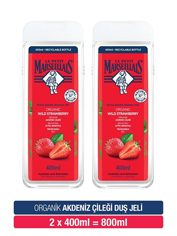 Le Petit Marseillais LPM Duş Jeli Akdeniz Çileği 400 ml 1+1 Set