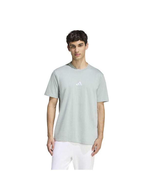 Adidas Essentials Small Logo Single Jersey Erkek Yeşil Yuvarlak Yaka Tişört