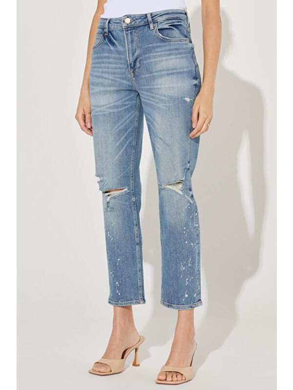 Lee Carol Cropped Straight Fit Yüksek Bel Esnek Jean Jean Pantolon