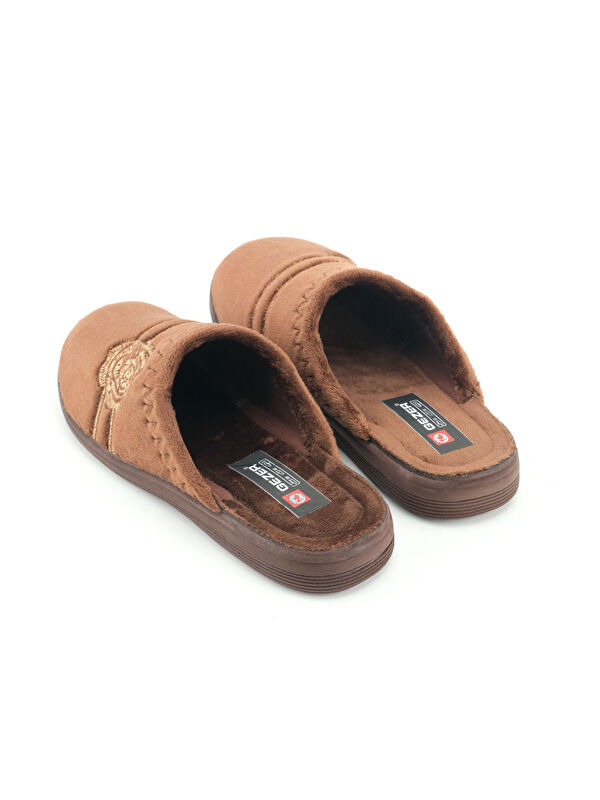 Kadın Kışlık PU Rahat Taban Nakışlı Tasarım Ev Bahçe Terlik - Görsel 5