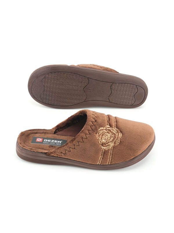 Kadın Kışlık PU Rahat Taban Nakışlı Tasarım Ev Bahçe Terlik - Görsel 6